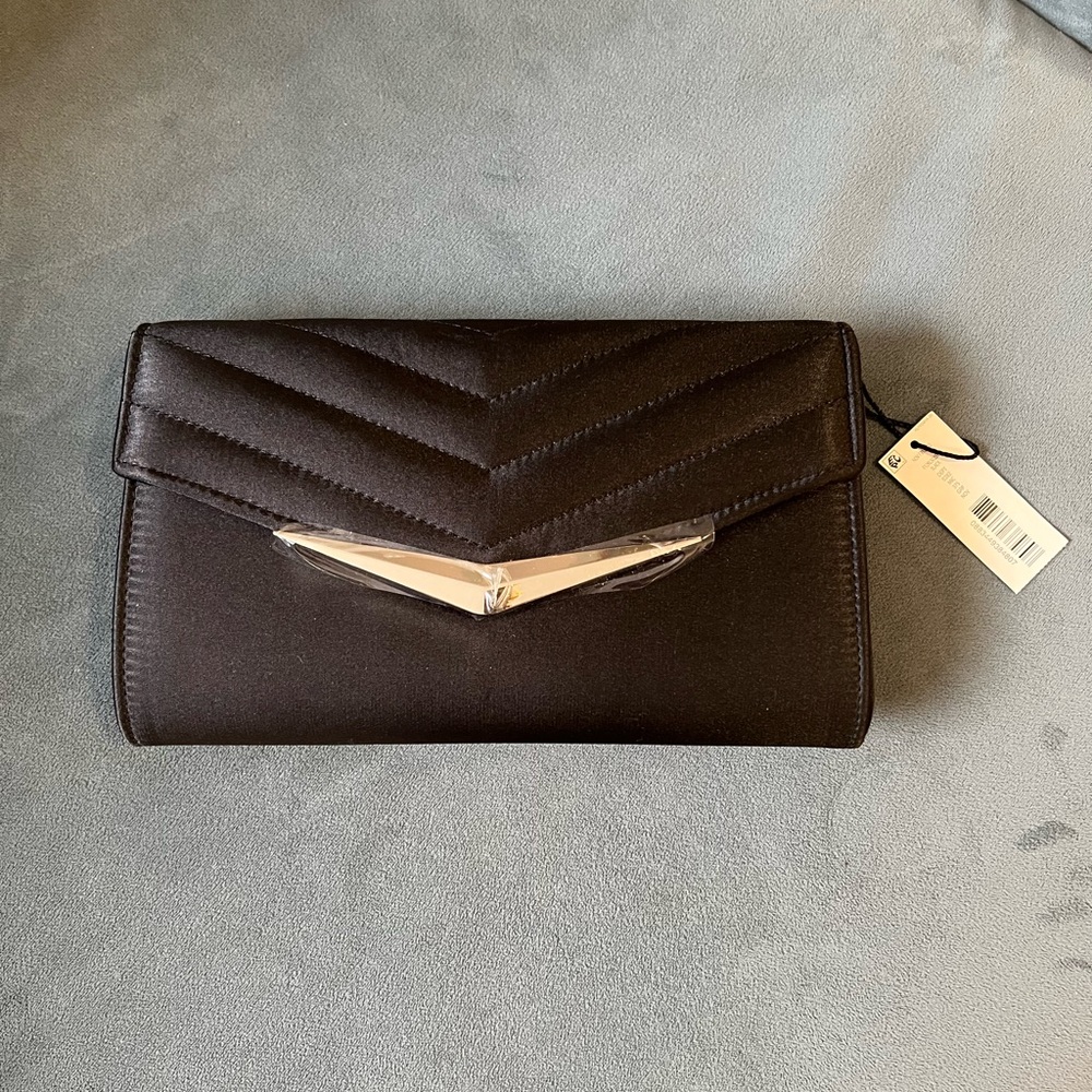 Kate Landry Black Clutch with Silver Accent